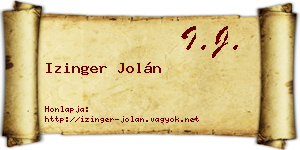 Izinger Jolán névjegykártya