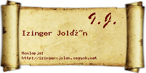 Izinger Jolán névjegykártya