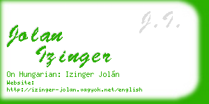 jolan izinger business card